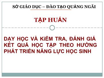 Chuyên đề Dạy học và kiểm tra, đánh giá kết quả học tập theo hướng phát triển năng lực học sinh